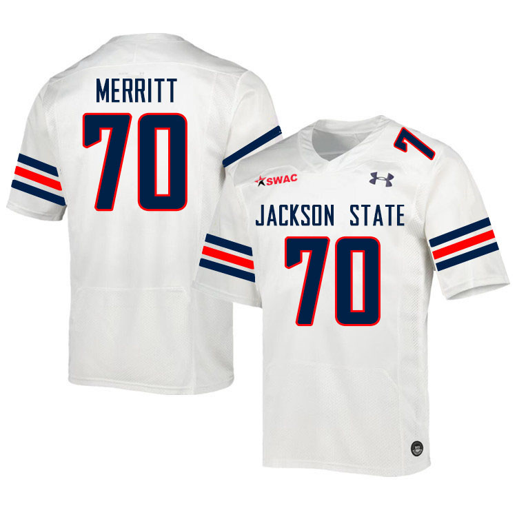 Jackson State Tigers #76 John Merritt College Football Jerseys,Uniforms-White